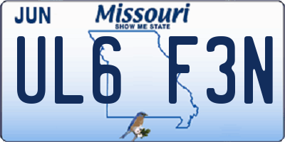 MO license plate UL6F3N