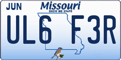MO license plate UL6F3R