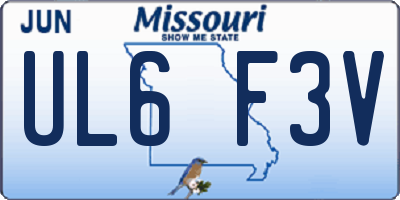 MO license plate UL6F3V