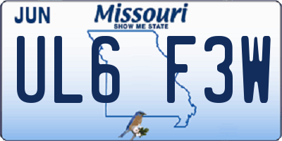 MO license plate UL6F3W