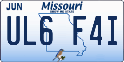 MO license plate UL6F4I