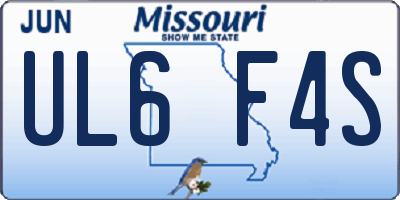 MO license plate UL6F4S