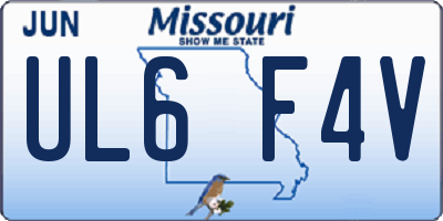 MO license plate UL6F4V