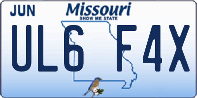 MO license plate UL6F4X