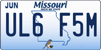 MO license plate UL6F5M