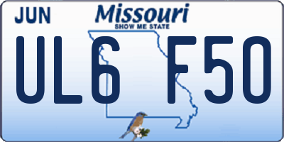 MO license plate UL6F5O