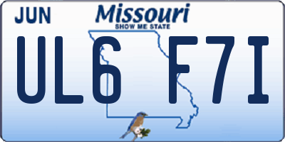 MO license plate UL6F7I