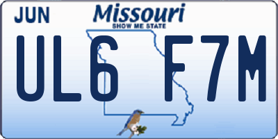 MO license plate UL6F7M