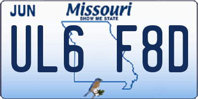 MO license plate UL6F8D