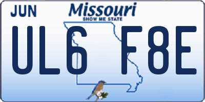 MO license plate UL6F8E