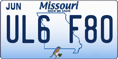 MO license plate UL6F8O