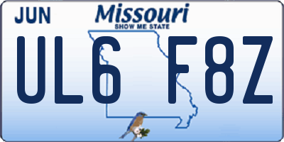 MO license plate UL6F8Z