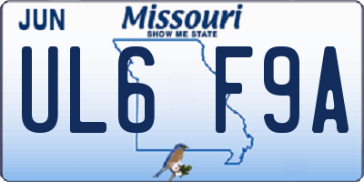 MO license plate UL6F9A