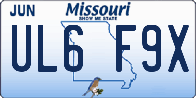 MO license plate UL6F9X
