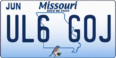 MO license plate UL6G0J