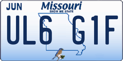 MO license plate UL6G1F