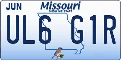 MO license plate UL6G1R