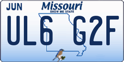 MO license plate UL6G2F