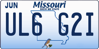 MO license plate UL6G2I