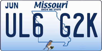 MO license plate UL6G2K