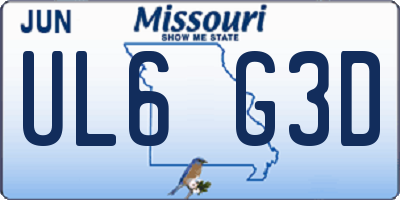 MO license plate UL6G3D
