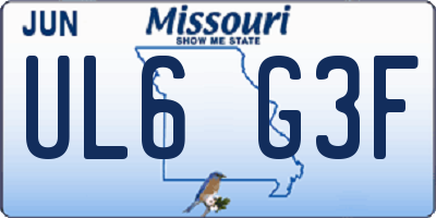 MO license plate UL6G3F