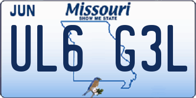 MO license plate UL6G3L