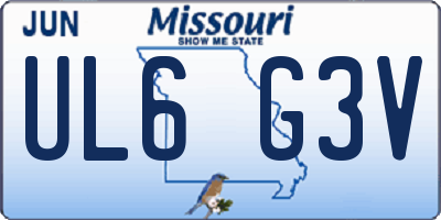 MO license plate UL6G3V