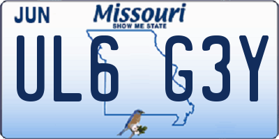 MO license plate UL6G3Y