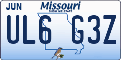 MO license plate UL6G3Z