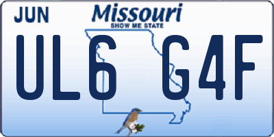 MO license plate UL6G4F