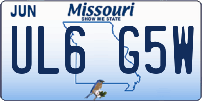 MO license plate UL6G5W