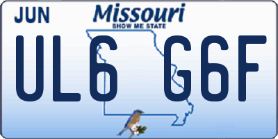 MO license plate UL6G6F