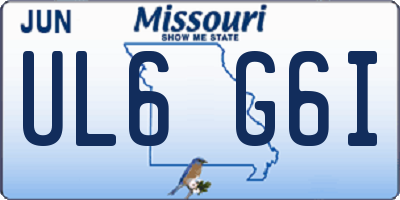 MO license plate UL6G6I