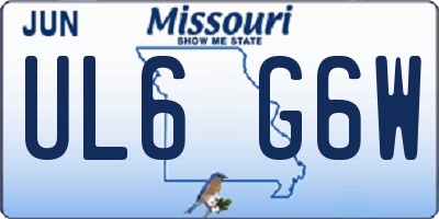 MO license plate UL6G6W