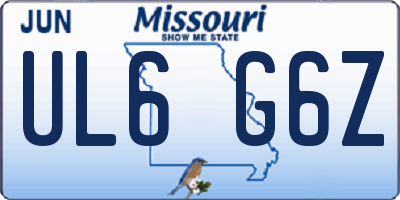 MO license plate UL6G6Z