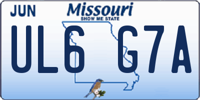 MO license plate UL6G7A