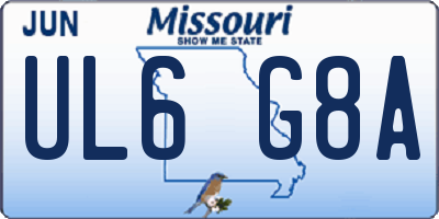 MO license plate UL6G8A