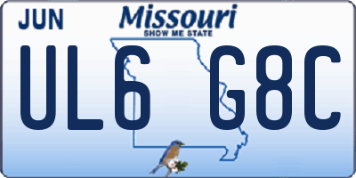 MO license plate UL6G8C