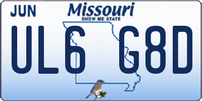 MO license plate UL6G8D