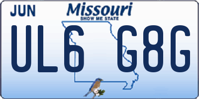 MO license plate UL6G8G
