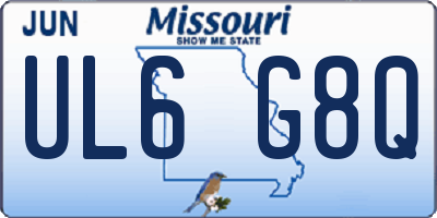 MO license plate UL6G8Q