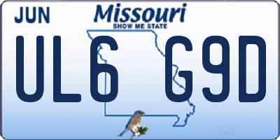 MO license plate UL6G9D