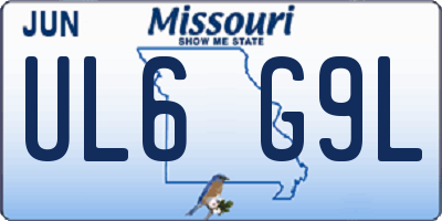 MO license plate UL6G9L