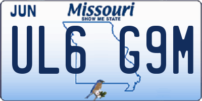 MO license plate UL6G9M