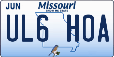 MO license plate UL6H0A