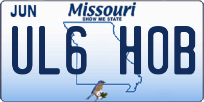 MO license plate UL6H0B