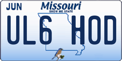 MO license plate UL6H0D