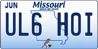 MO license plate UL6H0I