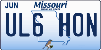 MO license plate UL6H0N